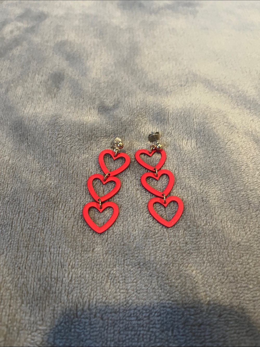 Claire's Red Triple Heart Drop Earrings